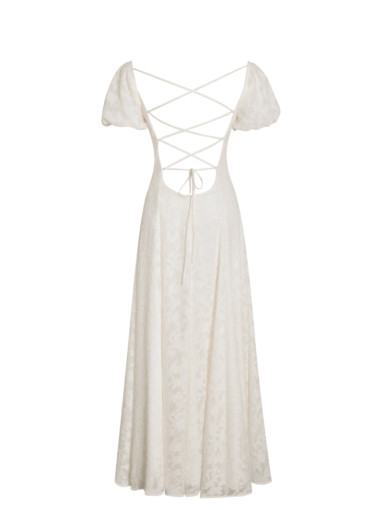 Pandora White Bubble Sleeve Backless Maxi Dress