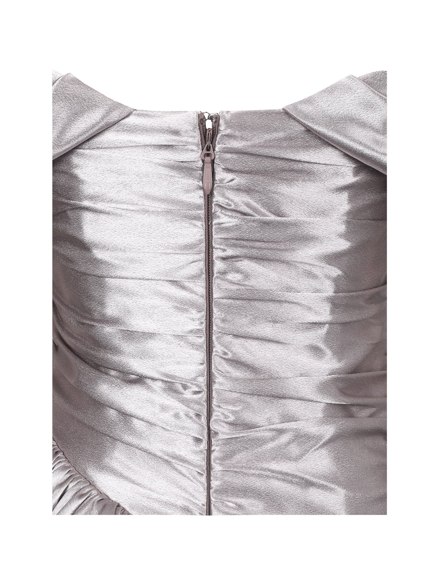 Milena Champagne Ruched Asymmetrical Bubble Mini Dress