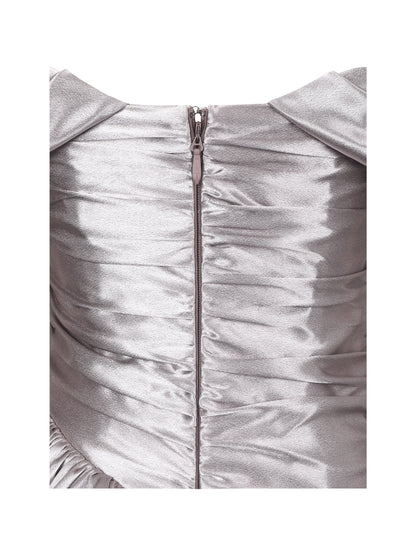 Milena Champagne Ruched Asymmetrical Bubble Mini Dress