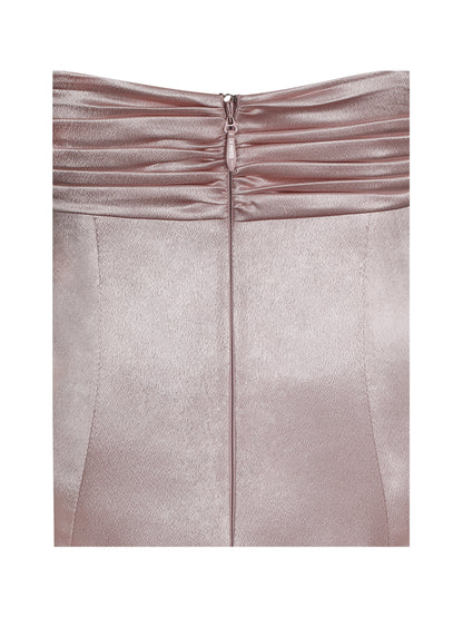 Tullia Dusty Rose Satin Ruched Midi Dress