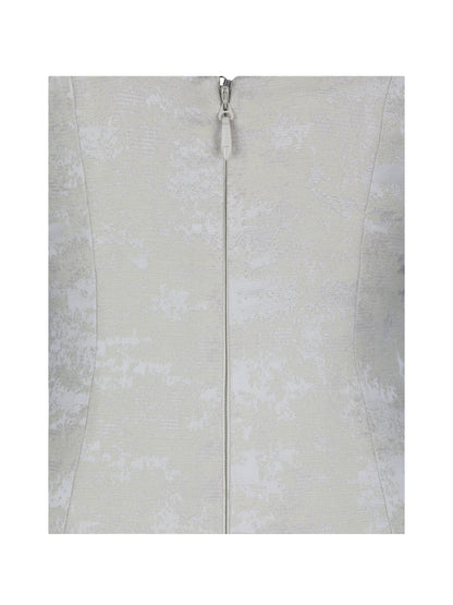 Chelsea Ivory Jacquard Ruched Bust Sweetheart Midi Dress