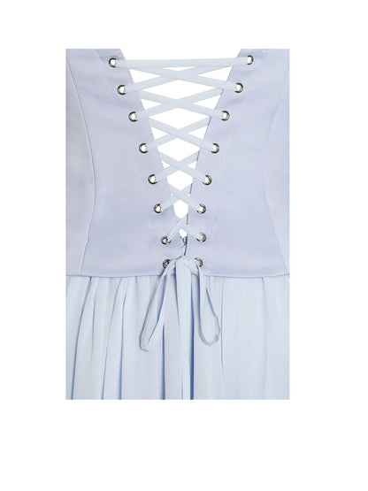 Qianna Baby Blue Peplum Top Drop Waist Chiffon Gown