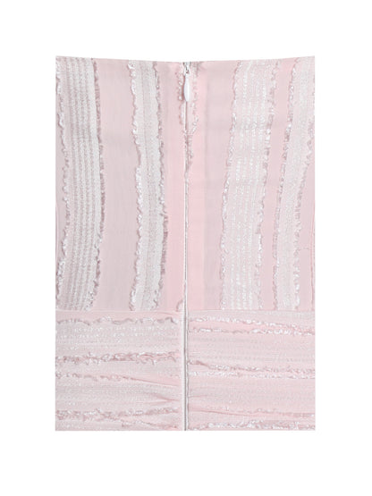 Mallory Baby Pink Stripe Jacquard High Slit Gown