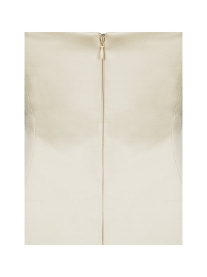 Gracie Butter Yellow Ruched Satin Midi Dress