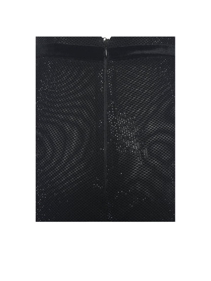 Olympia Black Belted Bow Plunging Rhinestone Maxi Dress