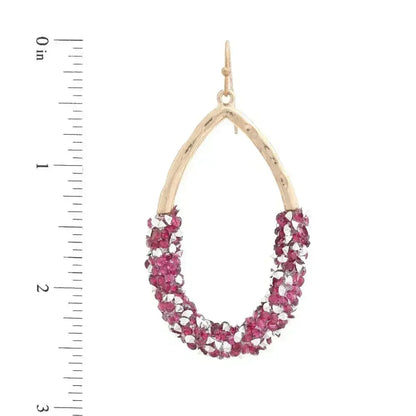 Beaded Teardrop Dangle Earrings | Fuchsia Black White Design - Femstylo