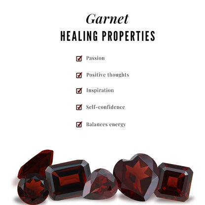 Natural Garnet Diamond Heart Eternity Ring in East West Style
