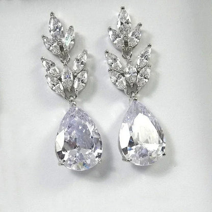 Huitan Fashion Bridal Drop Earrings for Wedding Engagement AAA Marquise Cubic Zirconia Design Elegant Women Earrings New Jewelry