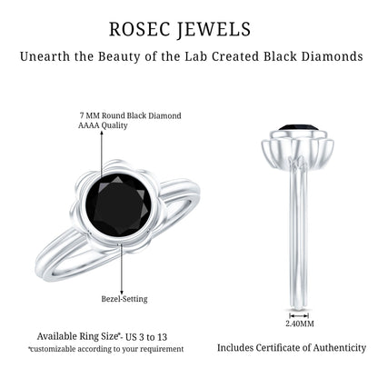 1.5 Carat Lab Grown Black Diamond Flower Engagement Ring