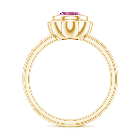1 Carat Round Pink Tourmaline Flower Engagement Ring