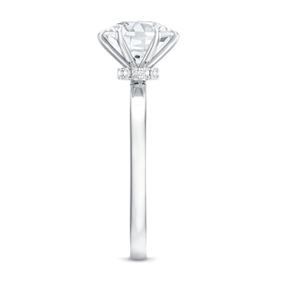 2 Carat Lab Grown Diamond Solitaire Engagement Ring with Hidden Halo