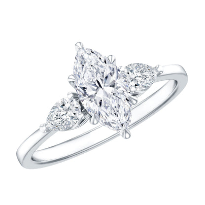 Certified Lab Grown Diamond Three Stone Engagement Ring for Women