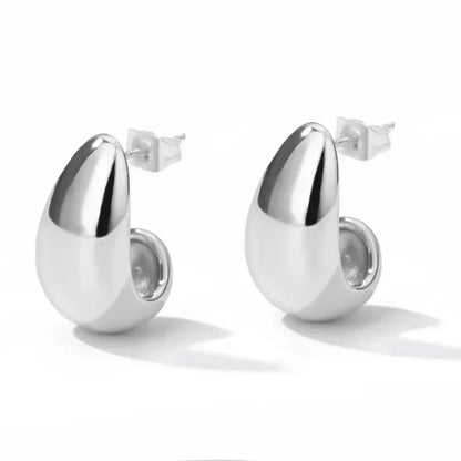 Circle Earrings For Women Vintage Punk Round Baroque Pearl Earrings Stainless Steel Circle Ear Clip Women Jewelry Gift Mujer