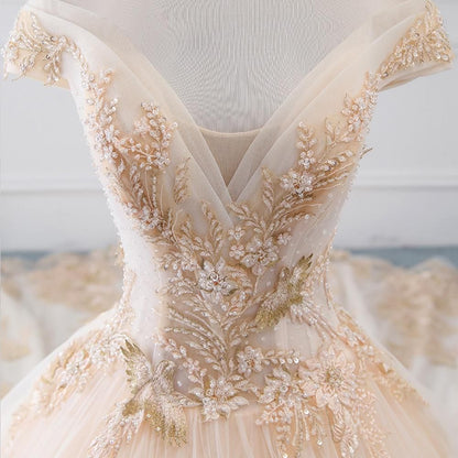 Luxury Sparkly Beading Pearls Wedding Gown