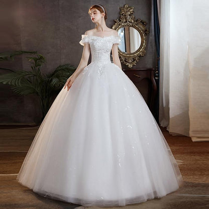 Sexy Wedding Dress Off The Shoulder Lace Flower Gown