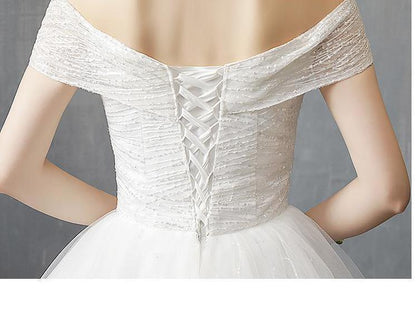 Sexy Off The Shoulder Short Sleeve Wedding Dress