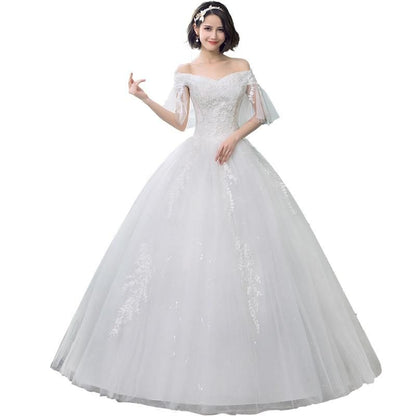 Sexy Off Shoulder Wedding Dress Korean Style