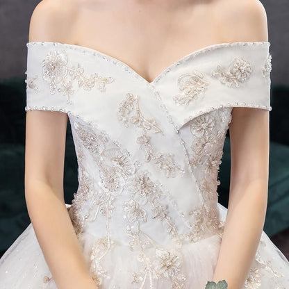 Sexy Off The Shoulder Embroidery Wedding Gown